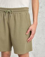 wax london men's Dudley - Khaki Textured Waffle Shorts