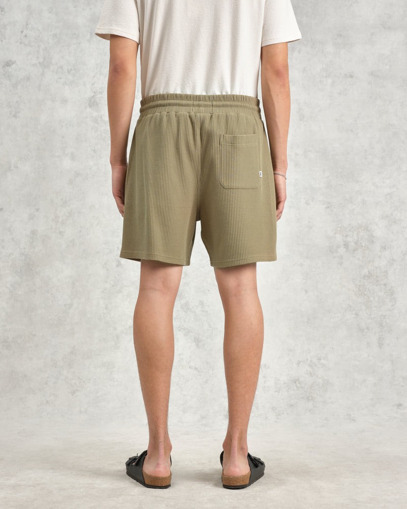 wax london men's Dudley - Khaki Textured Waffle Shorts