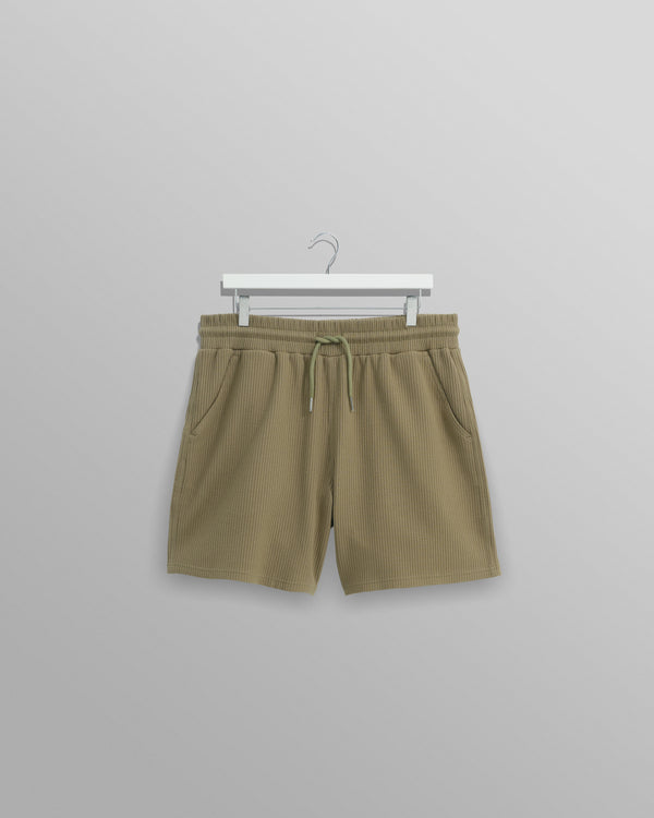wax london men's Dudley - Khaki Textured Waffle Shorts
