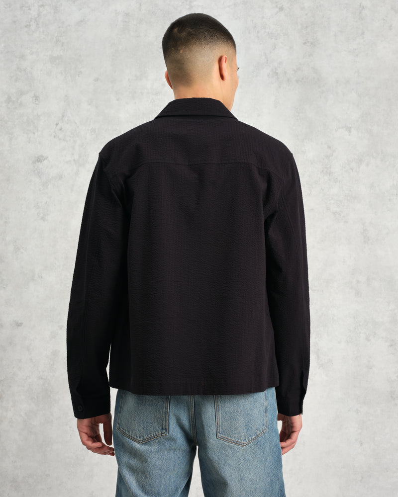 wax london Eldon - Black Cotton Seersucker Jacket