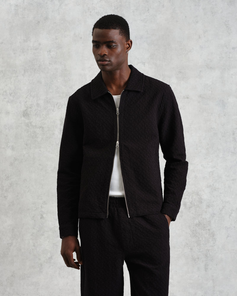 wax london Eldon - Black Floral Diamond Cotton Jacket