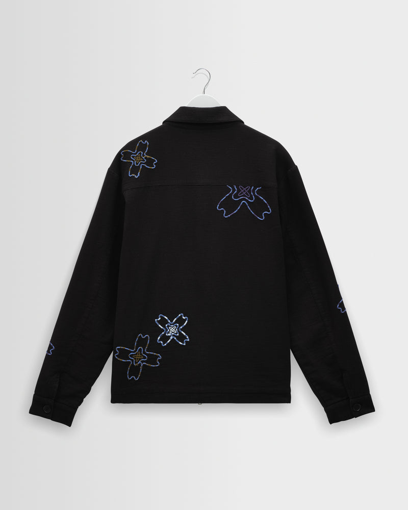 希少 Carrie Allen （M）蓮の花 総刺繍 コットンジャケット 黒 ALLSAINTS Marlene Embellished Fringe Denim Jacket | endource ジャケット・アウター