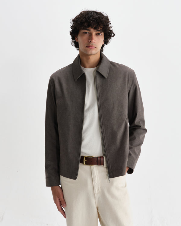 wax london men's Eldon - Brown Micro Puppytooth Jacket