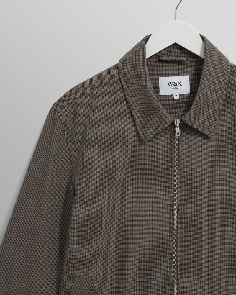 wax london men's Eldon - Brown Micro Puppytooth Jacket