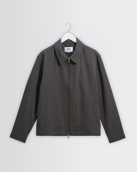 Eldon - Dark Navy And Ecru Double-Faced Stripe Cotton Jacket