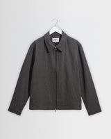 wax london men's Eldon - Dark Navy And Ecru Double-Faced Stripe Cotton Jacket