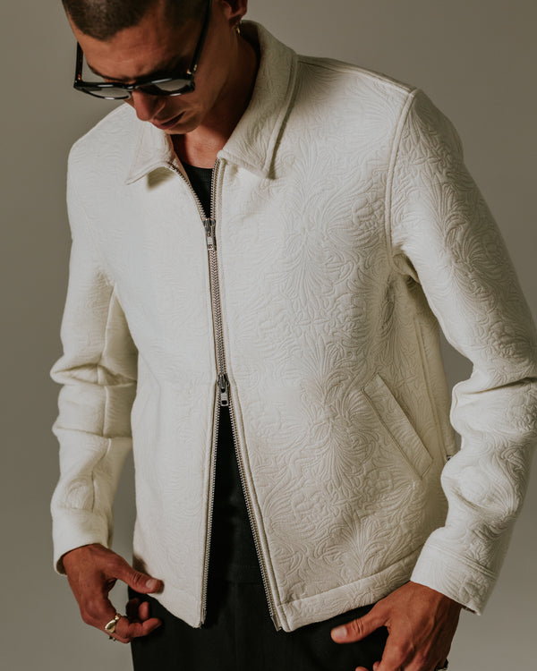 wax london men's Eldon - Ecru Meadow Jacquard Jacket