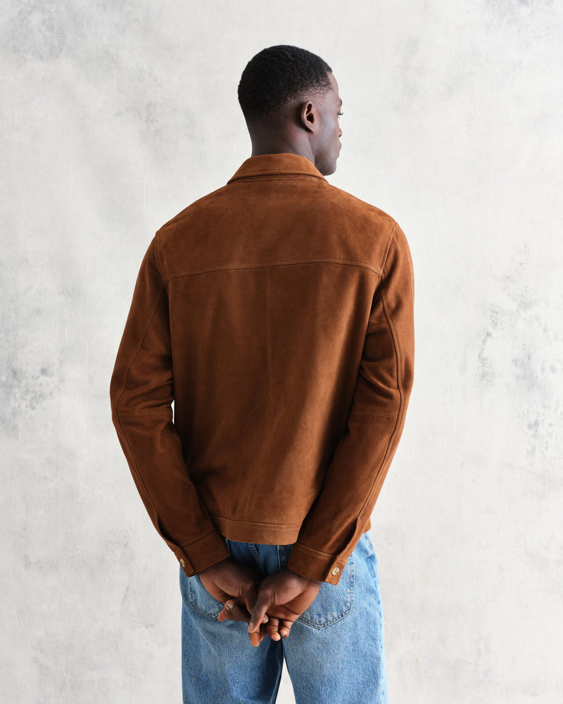 wax london Eldon Jacket Brown Suede