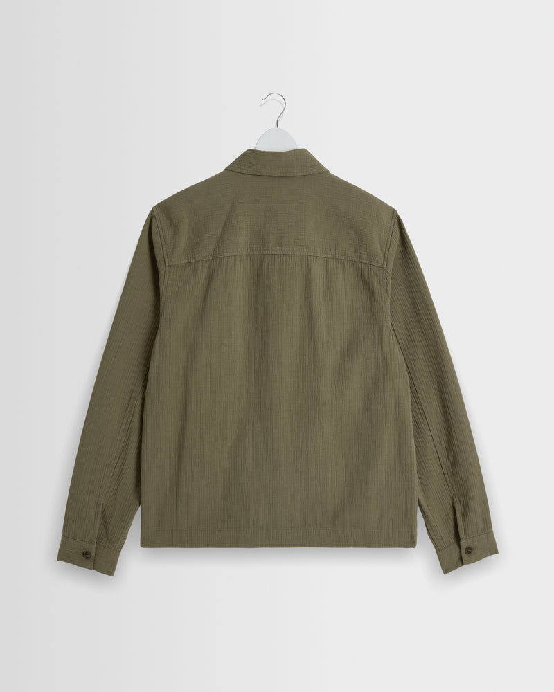 Men's Khaki Crinkle Cotton-Linen Jacket | Wax London