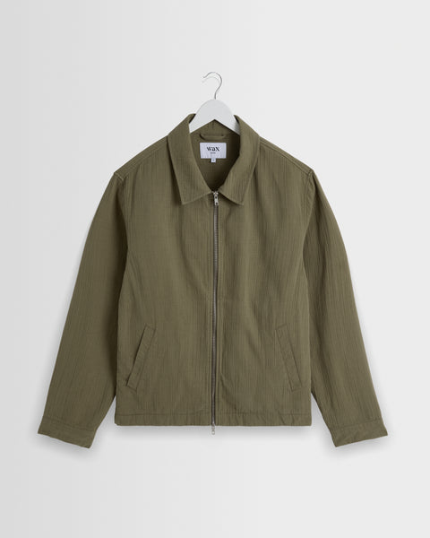 Eldon - Khaki Crinkle Cotton-Linen Jacket