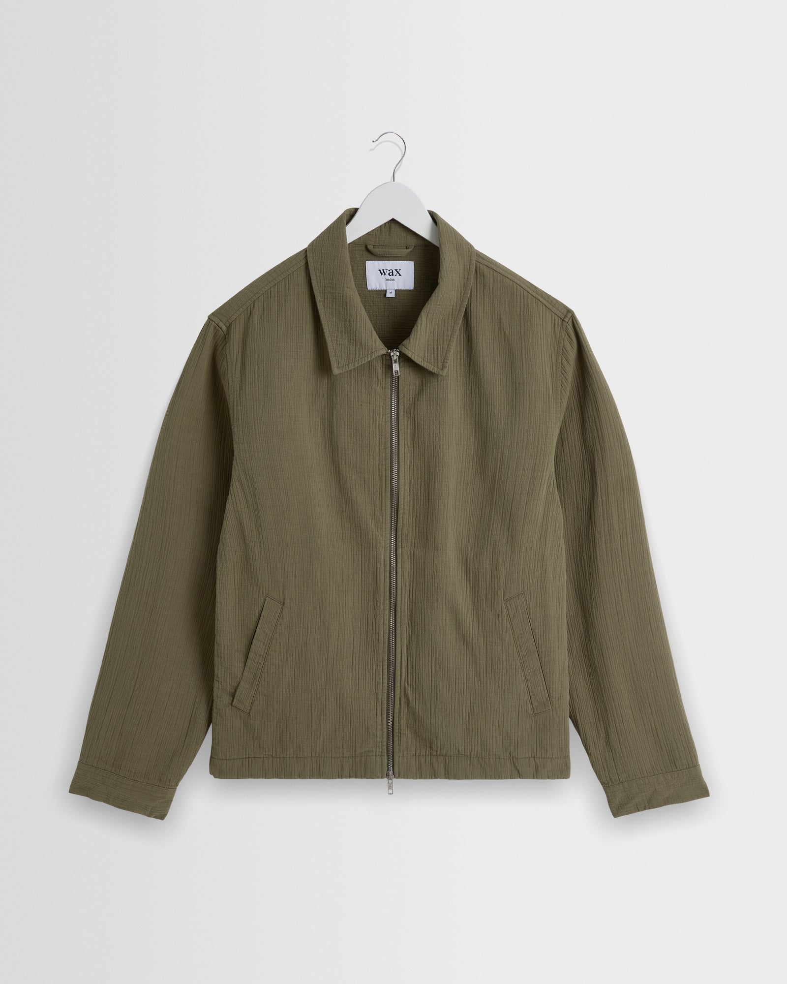 テンダーロイン COTTON SHT SOLID KHAKI M Men's Khaki Crinkle Cotton-Linen Jacket | Wax London