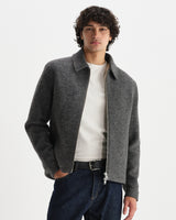 wax london men's Eldon - Mid Grey Boiled Italian Wool Jacket