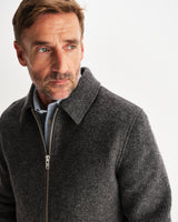wax london men's Eldon - Mid Grey Boiled Wool Jacket