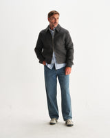 wax london men's Eldon - Mid Grey Boiled Wool Jacket