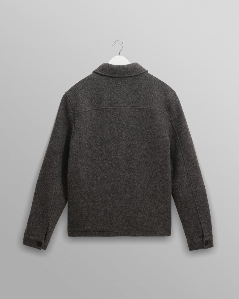 wax london men's Eldon - Mid Grey Boiled Wool Jacket