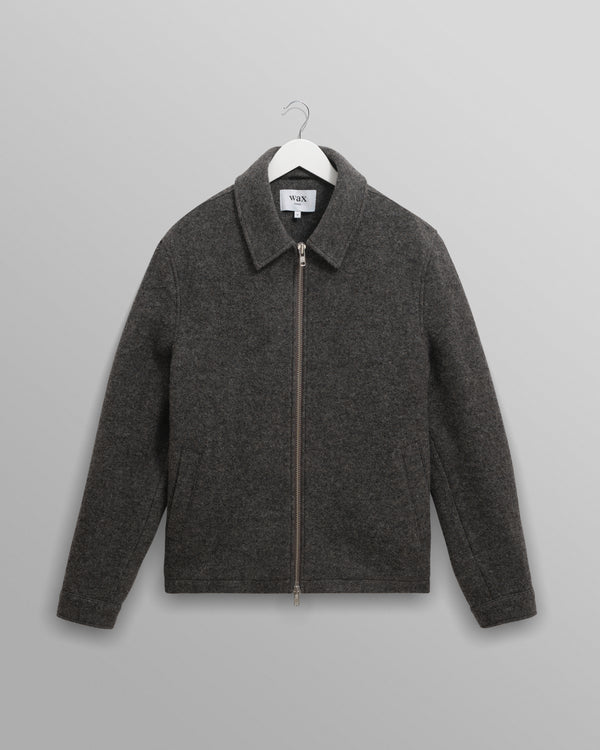 wax london men's Eldon - Mid Grey Boiled Wool Jacket