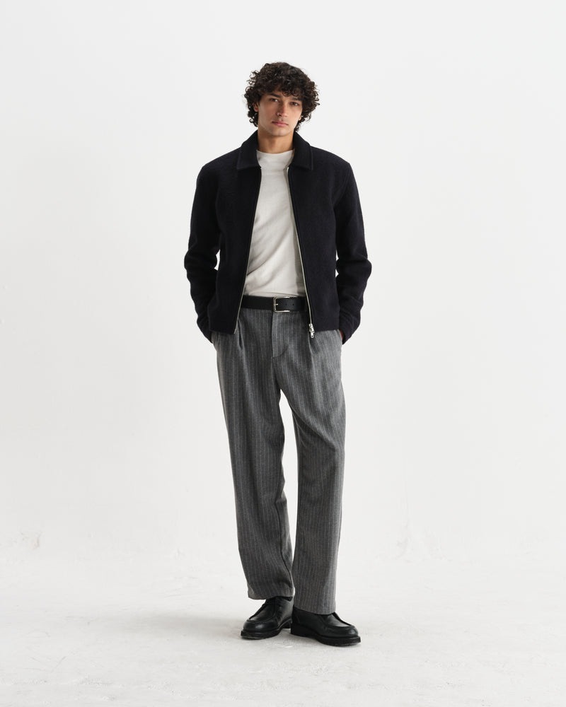 wax london men's Eldon - Midnight Navy Boiled Italian Wool Jacket