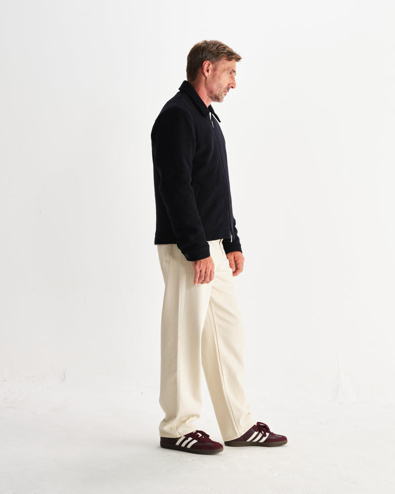 wax london men's Eldon - Midnight Navy Boiled Wool Jacket