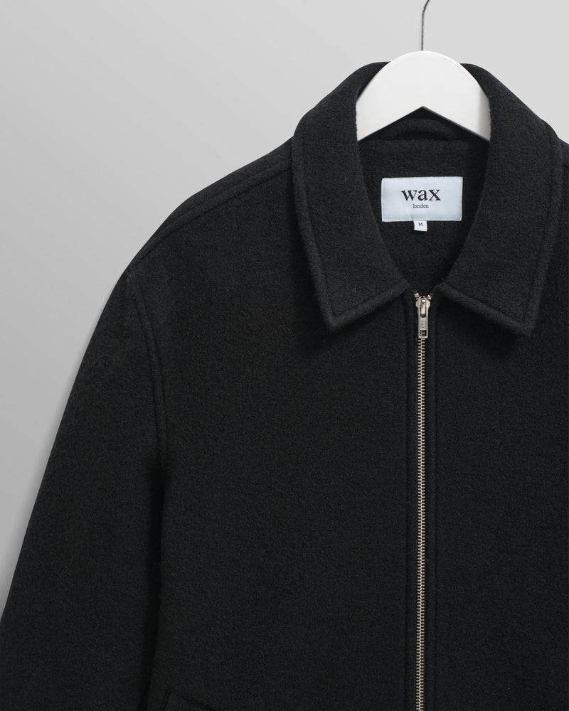wax london men's Eldon - Midnight Navy Boiled Wool Jacket