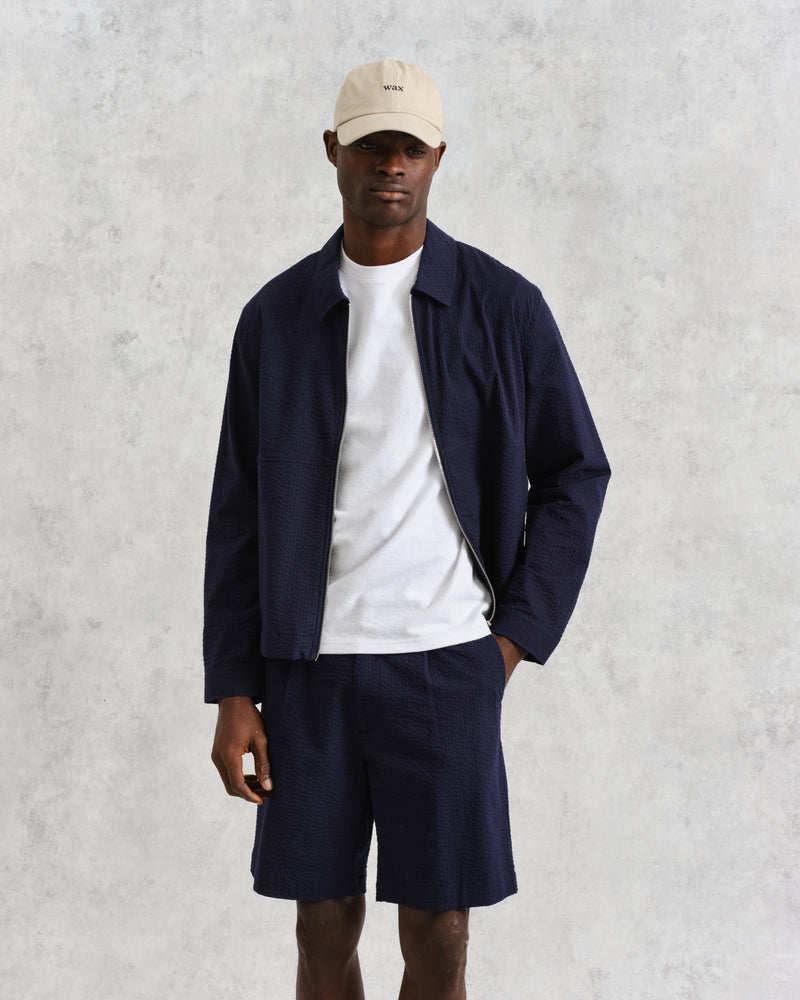 wax london Eldon - Navy Cotton Seersucker Jacket