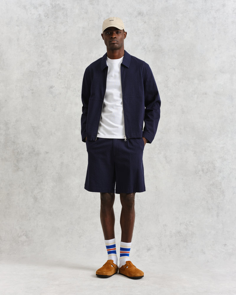 wax london Eldon - Navy Cotton Seersucker Jacket