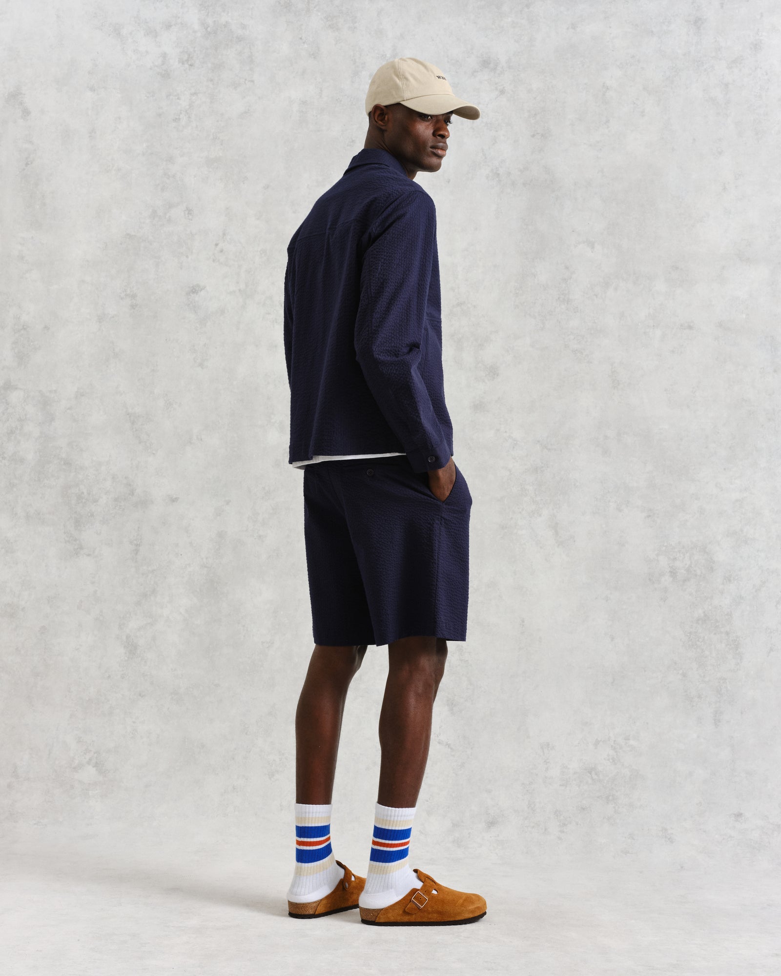 Eldon - Navy Cotton Seersucker Jacket | Wax London