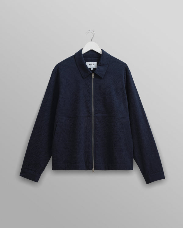 wax london Eldon - Navy Cotton Seersucker Jacket