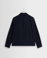 wax london men's Eldon - Navy Crinkle Cotton-Linen Jacket