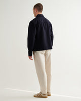 wax london men's Eldon - Navy Crinkle Cotton-Linen Jacket