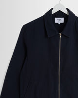 wax london men's Eldon - Navy Crinkle Cotton-Linen Jacket