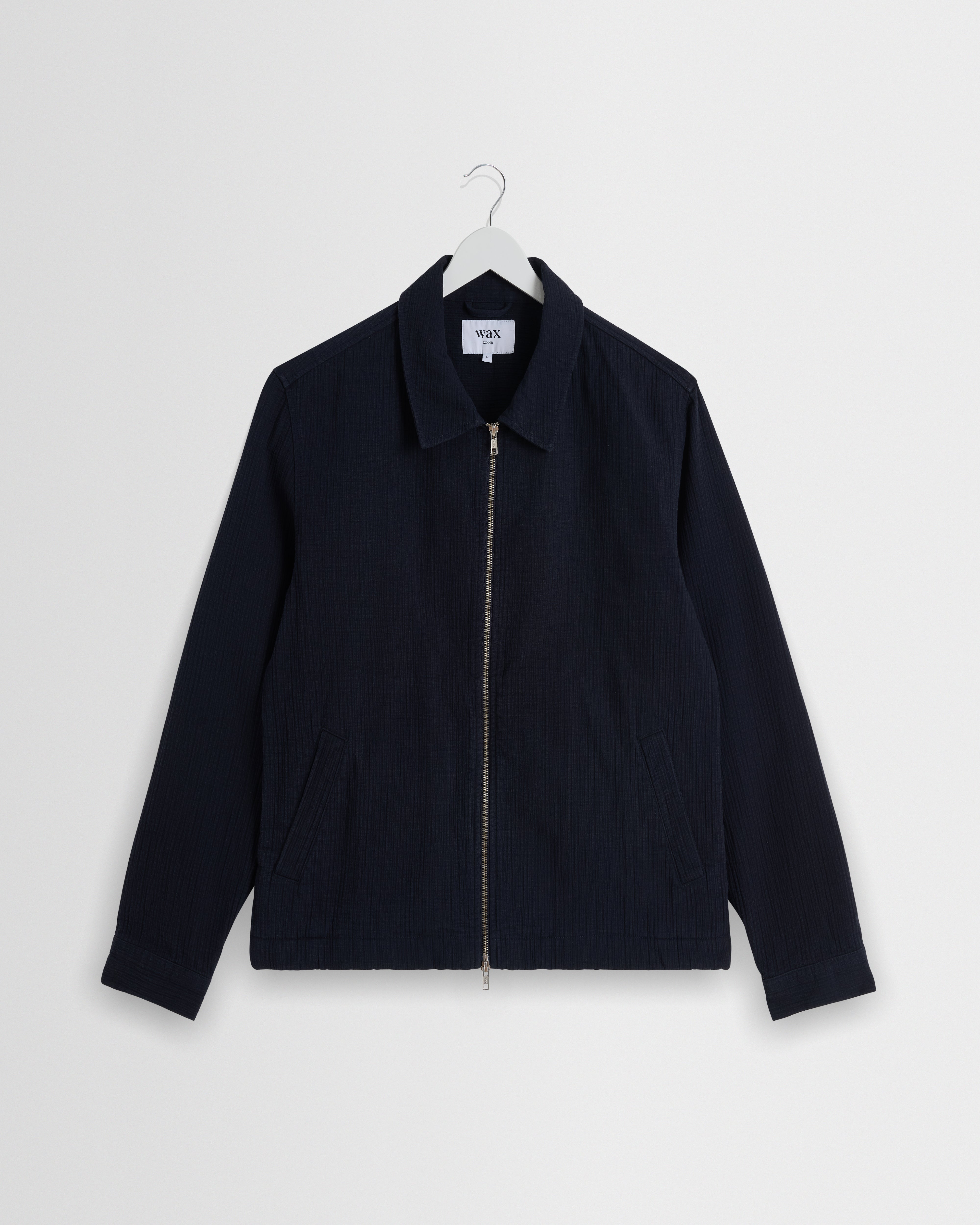 Men's Navy Crinkle Cotton-Linen Jacket | Wax London