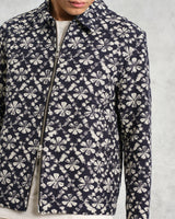 wax london Eldon - Navy Flower Stamp Jacquard Jacket