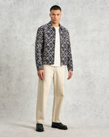 wax london Eldon - Navy Flower Stamp Jacquard Jacket