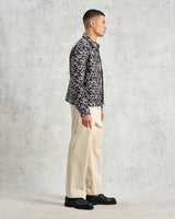 wax london Eldon - Navy Flower Stamp Jacquard Jacket