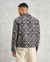 wax london Eldon - Navy Flower Stamp Jacquard Jacket