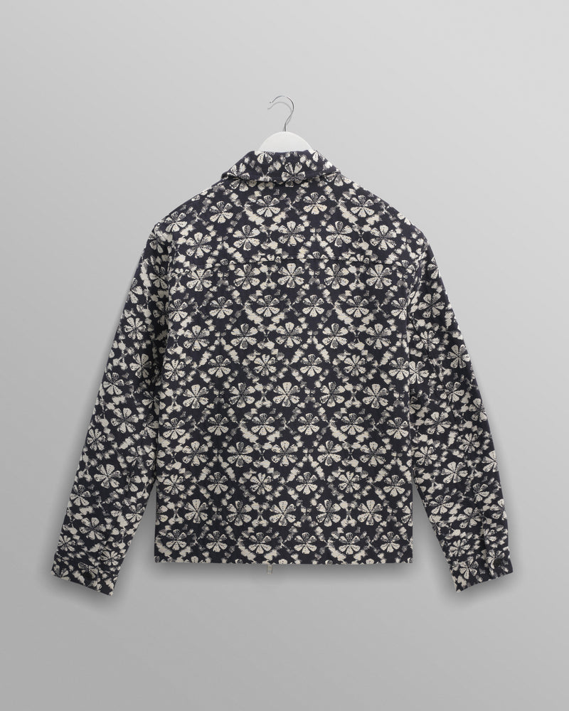 wax london Eldon - Navy Flower Stamp Jacquard Jacket