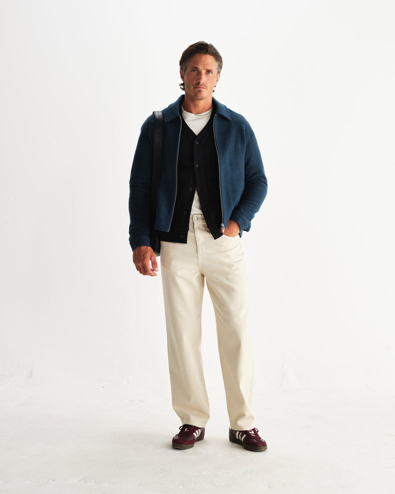 wax london men's Eldon - Teal Boiled Wool Jacket