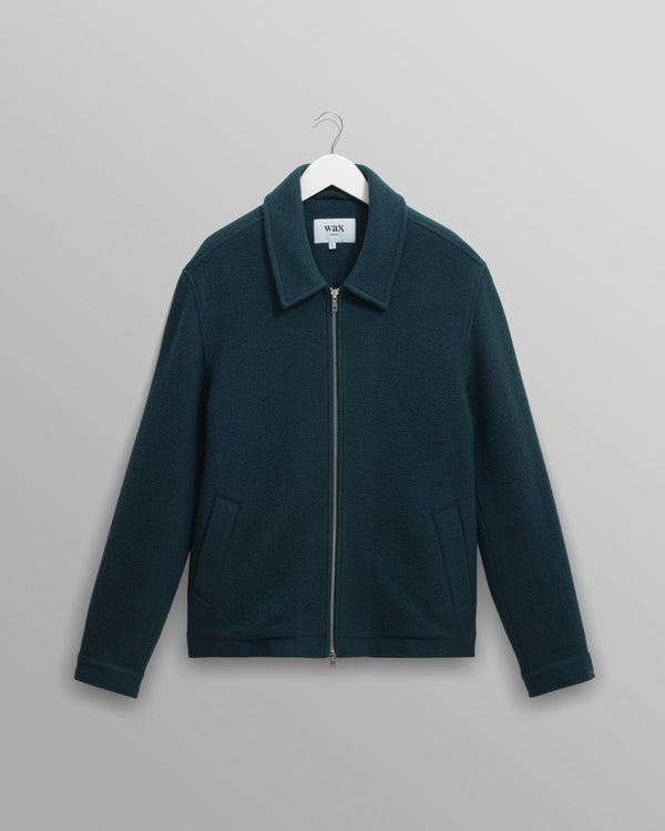 wax london men's Eldon - Teal Boiled Wool Jacket