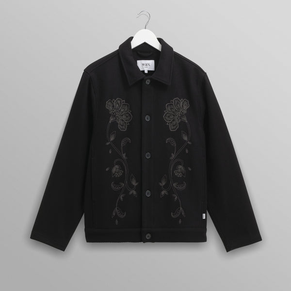 未使用　ARTISAN embroidery wool jacket black elm-black-floral-embroidered-