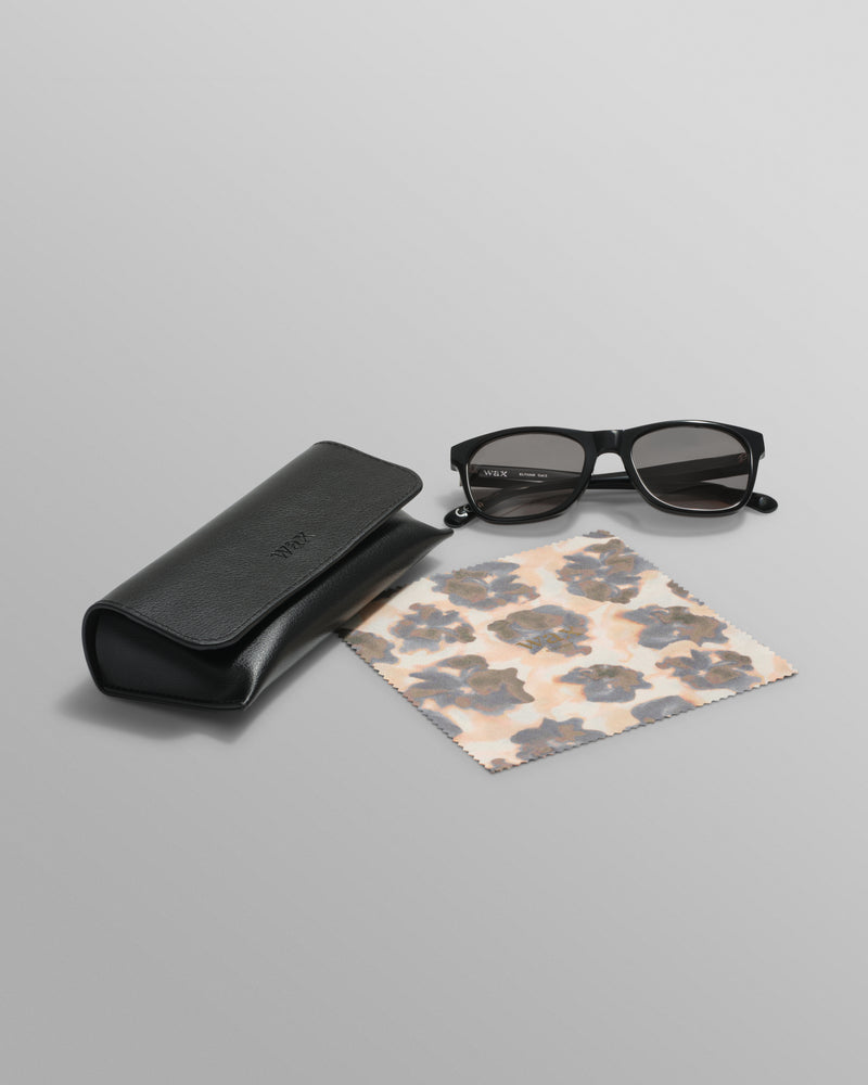 wax london Eltham - Black Acetate Square Sunglasses