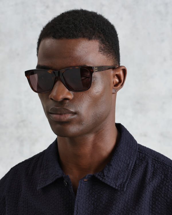 wax london men's Eltham - Tortoiseshell Acetate Square Sunglasses