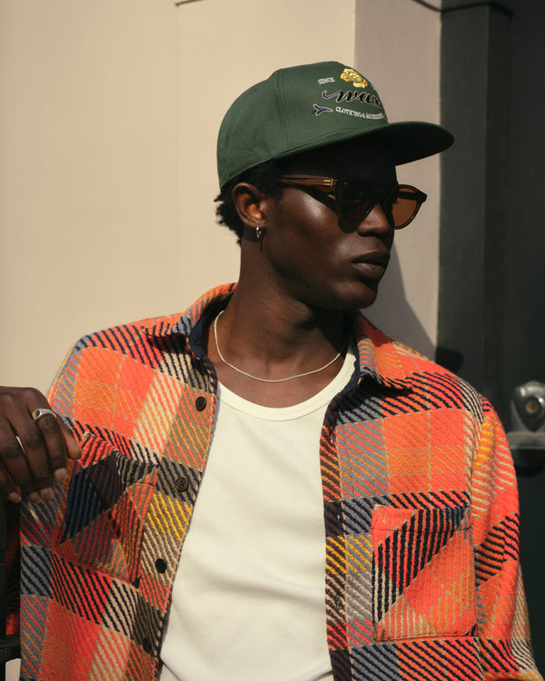 wax london men's Farrell - Dark Green Cotton Trucker Cap