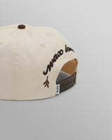 wax london men's Farrell - Ecru And Brown Script Crest Trucker Cap