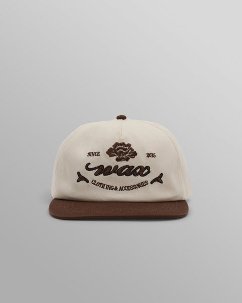Farrell - Ecru And Brown Script Crest Trucker Cap