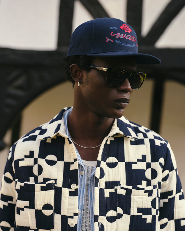 wax london men's Farrell - Navy Cotton Trucker Cap