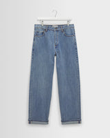 wax london men's Felix - Blue Wash Selvedge Loose Fit Denim Jeans