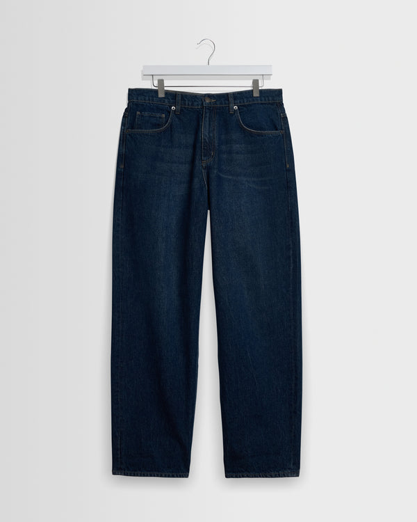 wax london men's Felix - Dark Vintage Blue Wash Loose Fit Denim Jeans