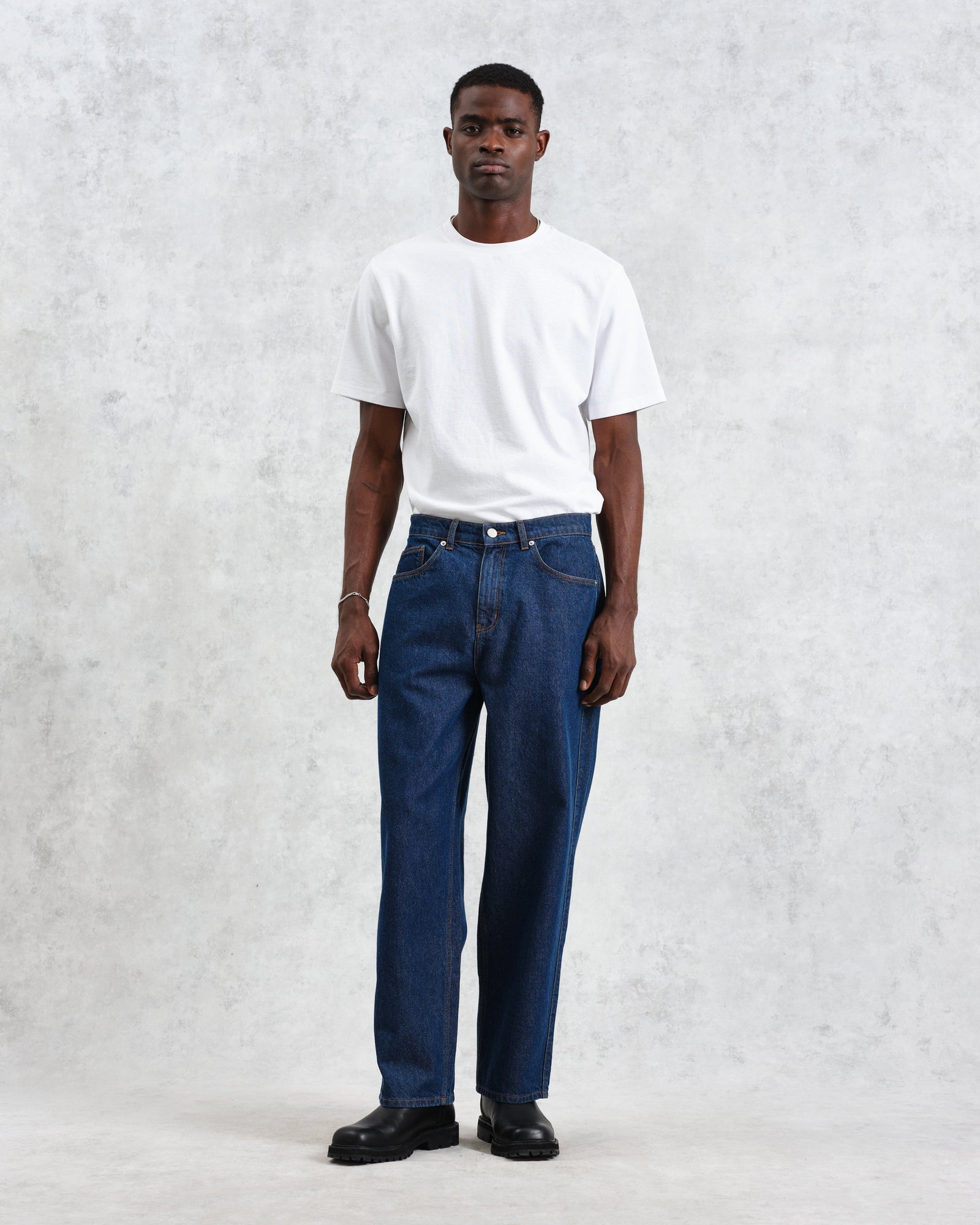Men's Dark Wash Loose Fit Denim Jeans | Wax London
