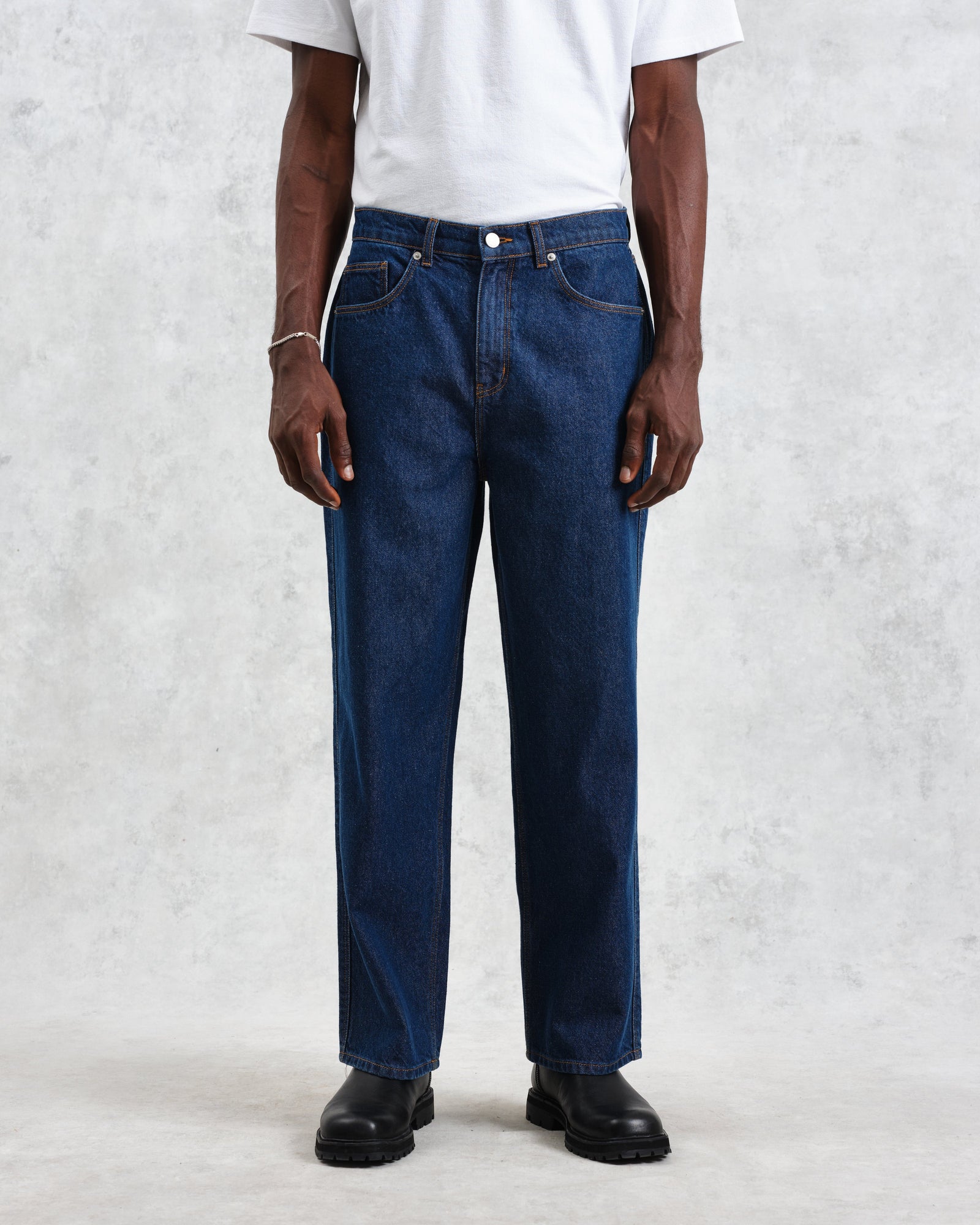 Men's Dark Wash Loose Fit Denim Jeans | Wax London