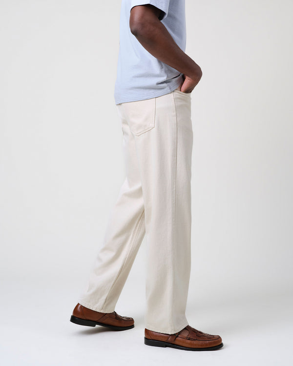 wax london men's Felix - Ecru Loose Fit Denim Jeans